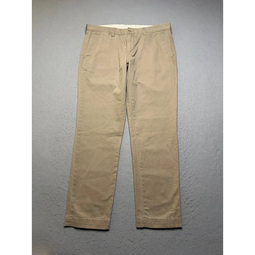 Polo Ralph Lauren Chino Pants Mens 35x32 Tan Khaki Classic Cotton Twill Trousers